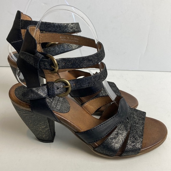 Miz Mooz Black and Brown Strappy Heels - Picture 1 of 16
